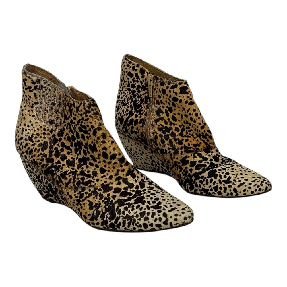 Matisse Nugent Leopard Calf Hair Leather Ankle Boots Booties Sz 7.5 Brown Ombre
